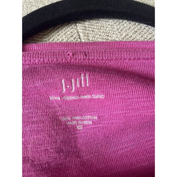 J. Jill Womens XS 100% Pima Cotton Dipped-Hem Tunic Pink Short Sleeve Top Casual - Picture 3 of 6